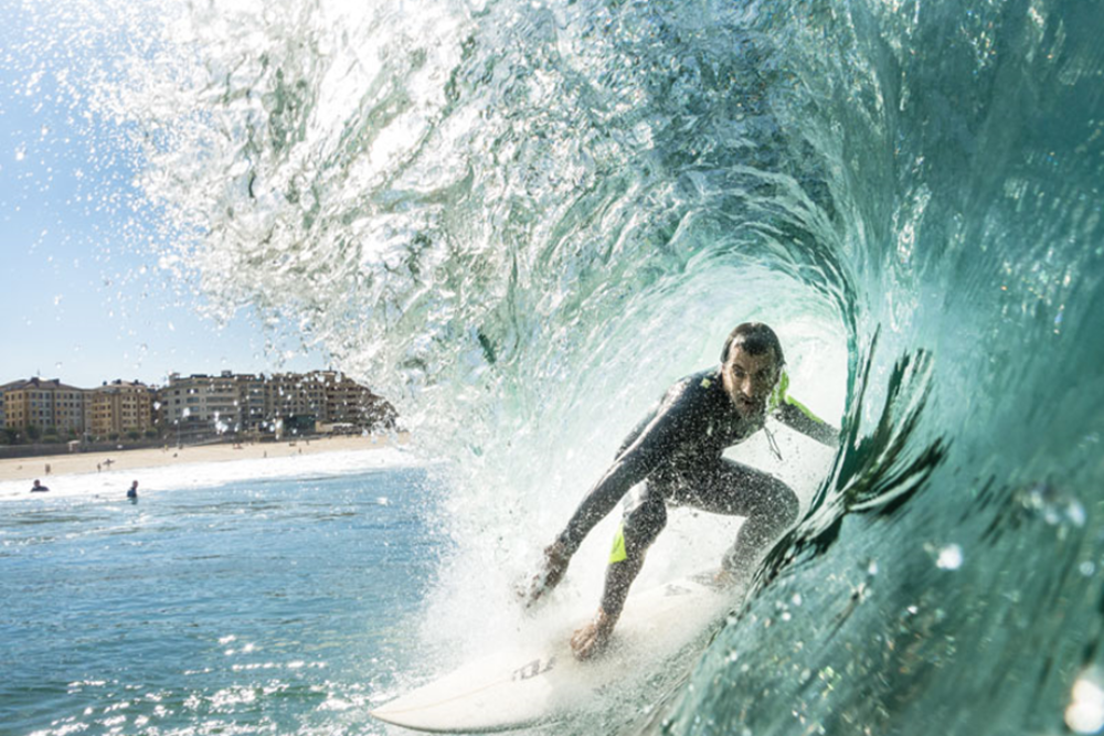 Surfing at Zurriola Beach