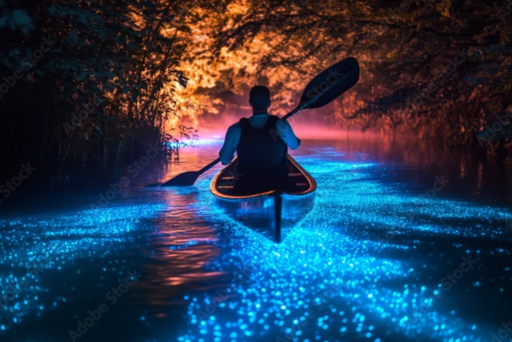 Kayaking Through Bioluminescent Waters