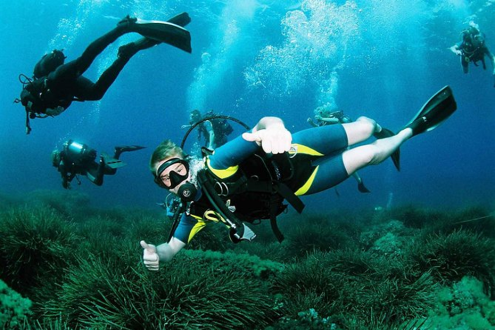 Scuba Jumping and Swimming