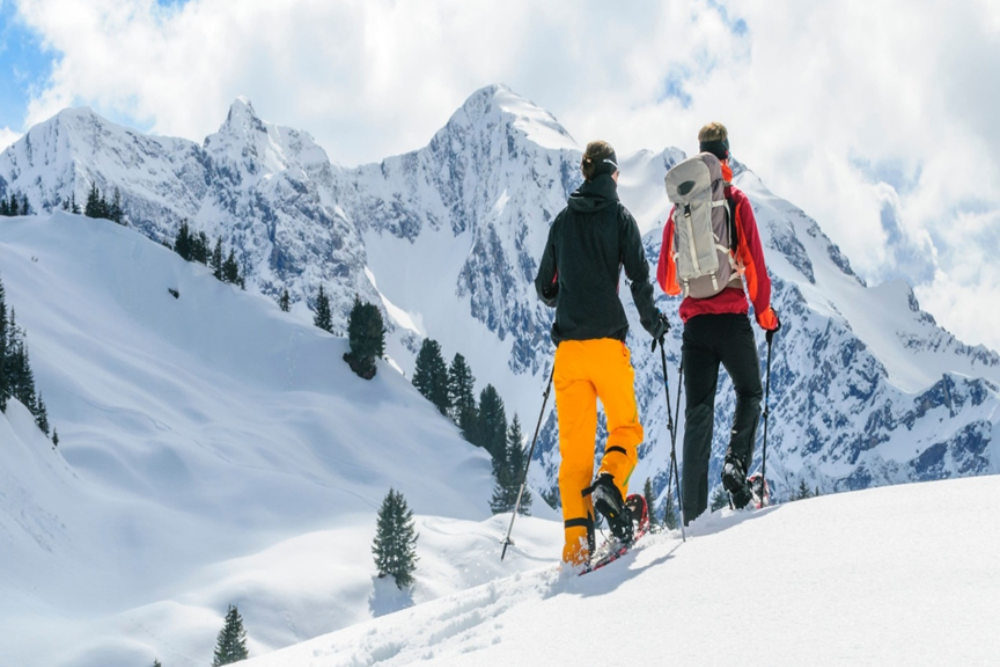 Snowshoeing in the Swiss Alps